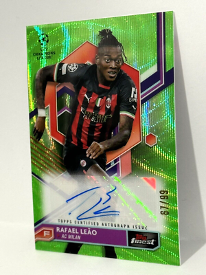 2022-23 Topps Finest UCL AC Milan Rafael Leao Autograph Neon Green