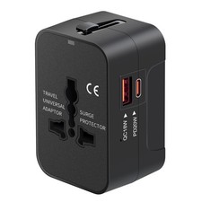 Travel Adapter USB C, Universal All in One Worldwide Black