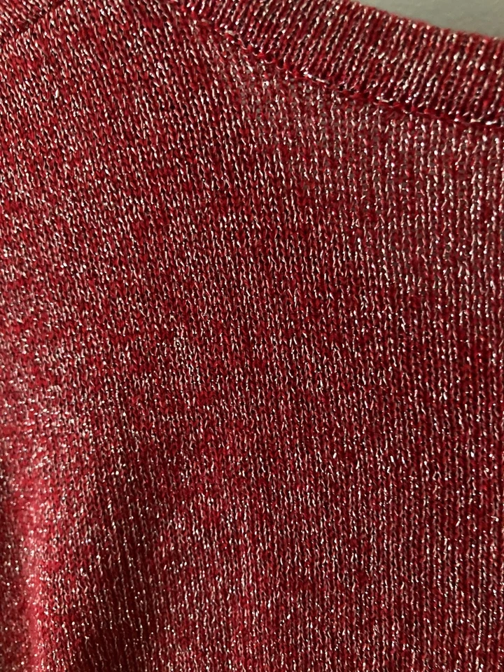 Camisa Suéter Susan Graver Holiday Rojo Dorado Brillante 2X Foto 4 de 4