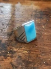 Vintage Navajo MEN’S Turquoise Sterling Silver Ring Heavy Size 11