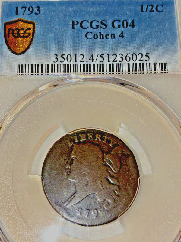 1793 Liberty Cap Half Cent, Head Facing Left, PCGS Gold Shield, G-4- BN