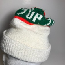 Vintage 7UP The Uncola Promo Winter Knit Cap Beanie White Small