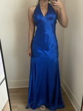 Beautiful Blue 100 Silk Cache Maxi Silk Dress/Gown Size 4