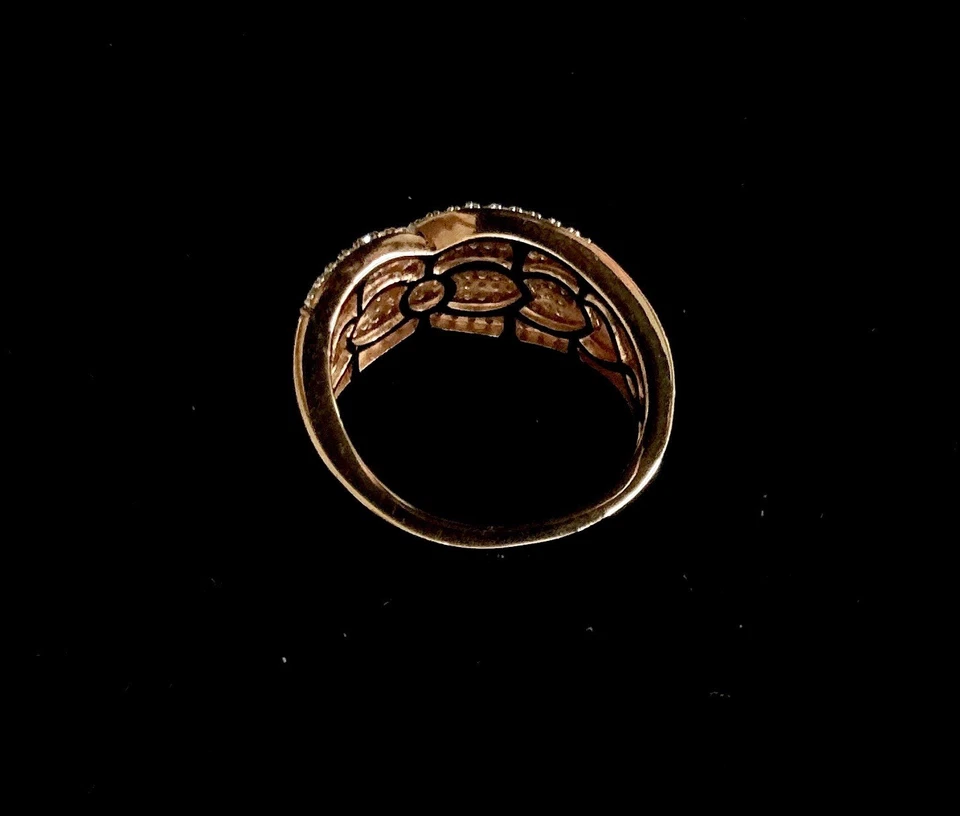 Натуральный розовый/белый бриллиант 18k Vermeil кольцо розового золота над чистого серебра Sz8 - Изображение 3 из 4