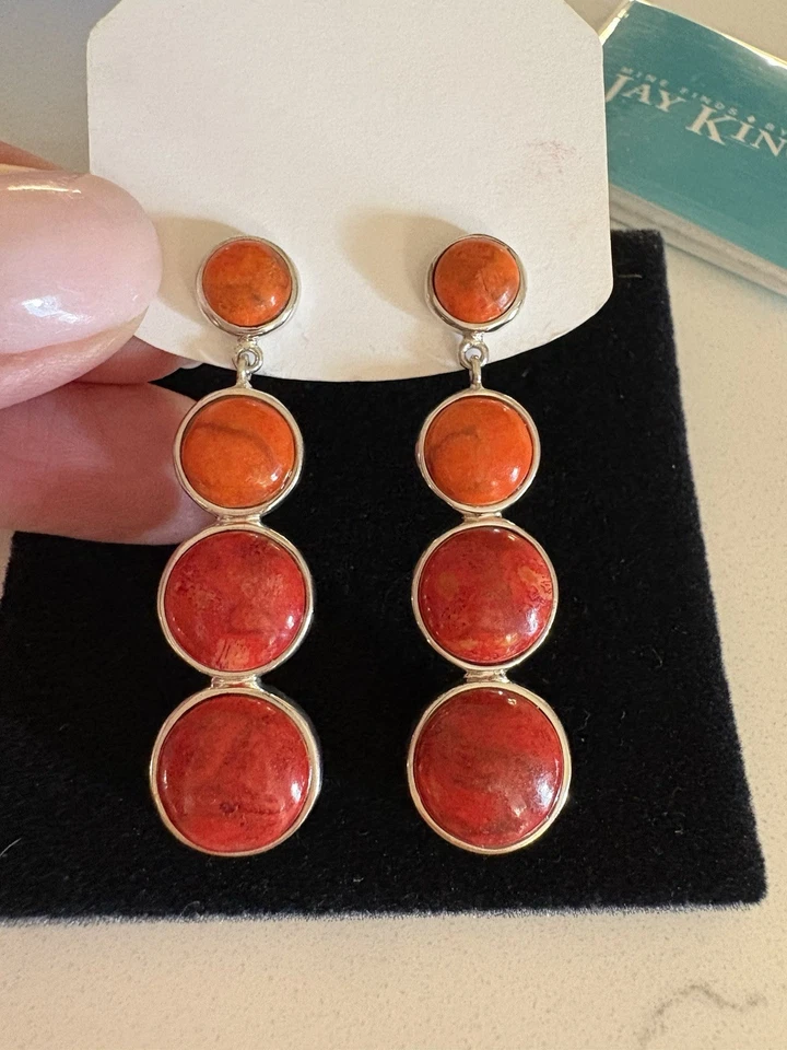 Mine Finds by Jay King Red Sea Bamboo Coral Sterling Silver Drop Earrings - Image 2 of 4