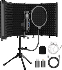 Upgraded Studio Recording Microphone with Isolation Shield Pop Filter - Music