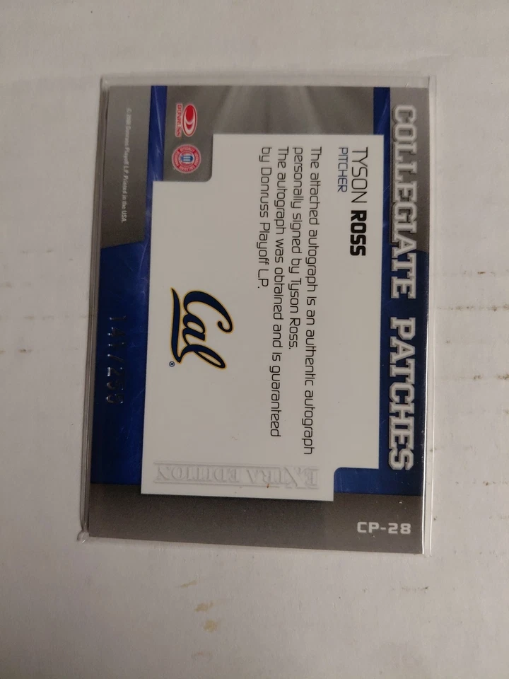 2008 Donruss Elite Extra Edition Collegiate /255 Tyson Ross #CP-28 Patch Auto - Image 2 of 3
