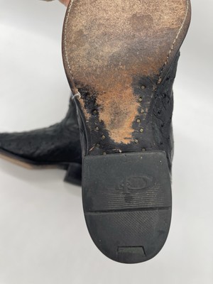 VTG Lucchese 2000 Cowboy Boots Black Ostrich Quills Leather  display picture 3