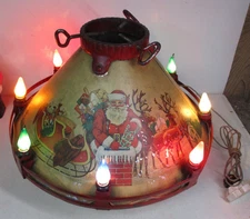 Very Old 1920s NOMA Working C-6 Lighted Christmas Santa Claus Litho Tree Stand