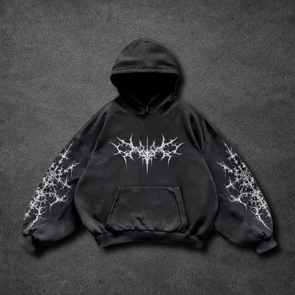 Heavy Washed Y2K Gothic Hoodie Retro Harajuku Streetwear Pullover for Everyday