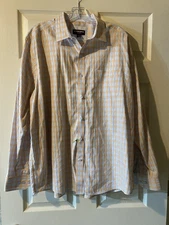 Johnston & Murphy Shirt Mens XLarge Plaid Button Down Casual Long Sleeve Dress
