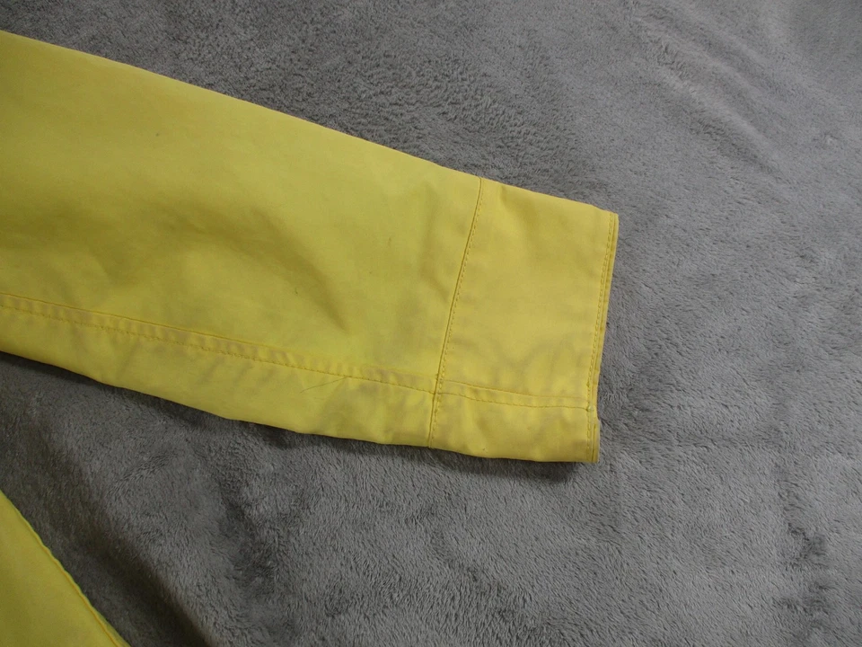 L.L.Bean Jacket Womens Medium Yellow Hooded Nautical Anchor Lined Cotton Coat - Image 3 of 4