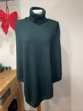 Holland Cooper Emerald Green Knitted Cape Rollback Jumper One Size