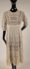 BEAUTIFUL EDWARDIAN MIXED LACE INSERT  COTTON BATISTE DRESS
