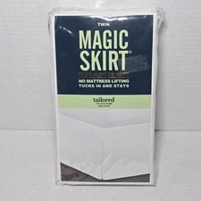 Magic Skirt Twin Bed Skirt White Tailored 15" Drop Length Wrap Around New