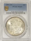 1881-CC, MORGAN SILVER DOLLAR, PCGS, MS-65