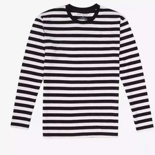 Hot Topic Striped Long-Sleeve T-Shirt Womens M Black White Alt Grunge Emo Goth