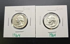 Lot (2) 1964 Washington Quarter 90% Silver--B-119