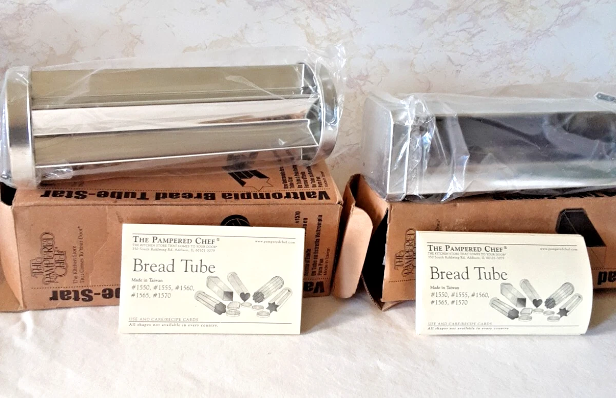 New The Pampered Chef Bread Tubes #1570, #1555 Star, Square Set Of 2