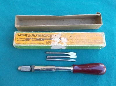Vintage Stanley Yankee No. 30A Ratcheting Screwdriver w/ Box & 3 Bits