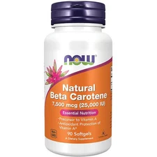 NOW Foods Natural Beta Carotene 25,000 Iu (7,500 mcg) 90 Sgels
