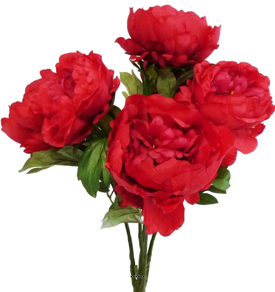 Bouquet pivoines artificielles rouge 7 têtes pour un salon chaleureux