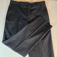 Pierre Loren Brant Dress Pants Men's 34x30 Black Flat Front Slacks NWT