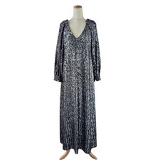 Ingie Grey Sequin Embellished V Neck Long Sleeve Woman Dress