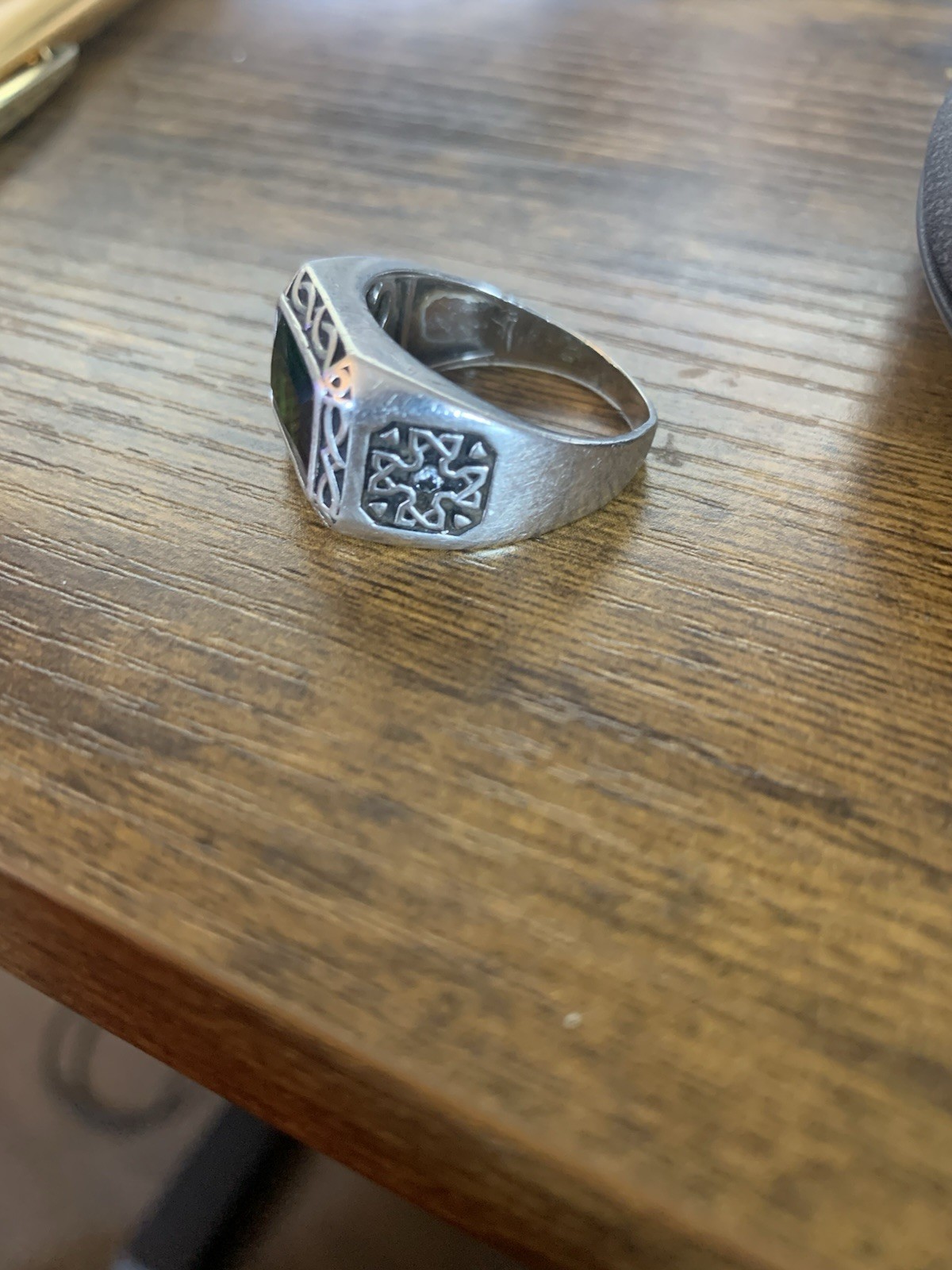 Silver Ring With Lab Created Emerald Size 12 - image 4