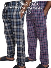2 PACK Mens Lounge Pants Woven Check Pyjama Bottoms Cotton Blend Mens PJ Pants
