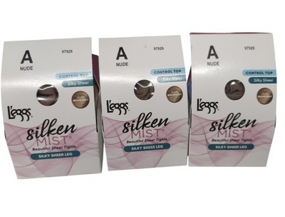 3 L'eggs Silken Mist Control Top Run Resistant Silky Sheer NUDE Sz A 97926