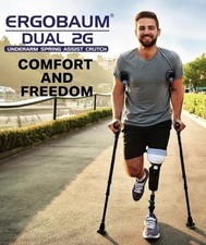 Ergobaum Dual-Military Ergonomic Crutches Underarm Pads Carbon Fiber 5'-6'6"