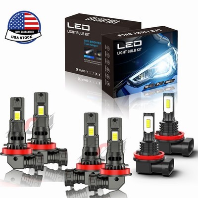 For Freightliner Cascadia 2008-2017 6x LED Headlight Hi Low Beam+Fog Light Bulb