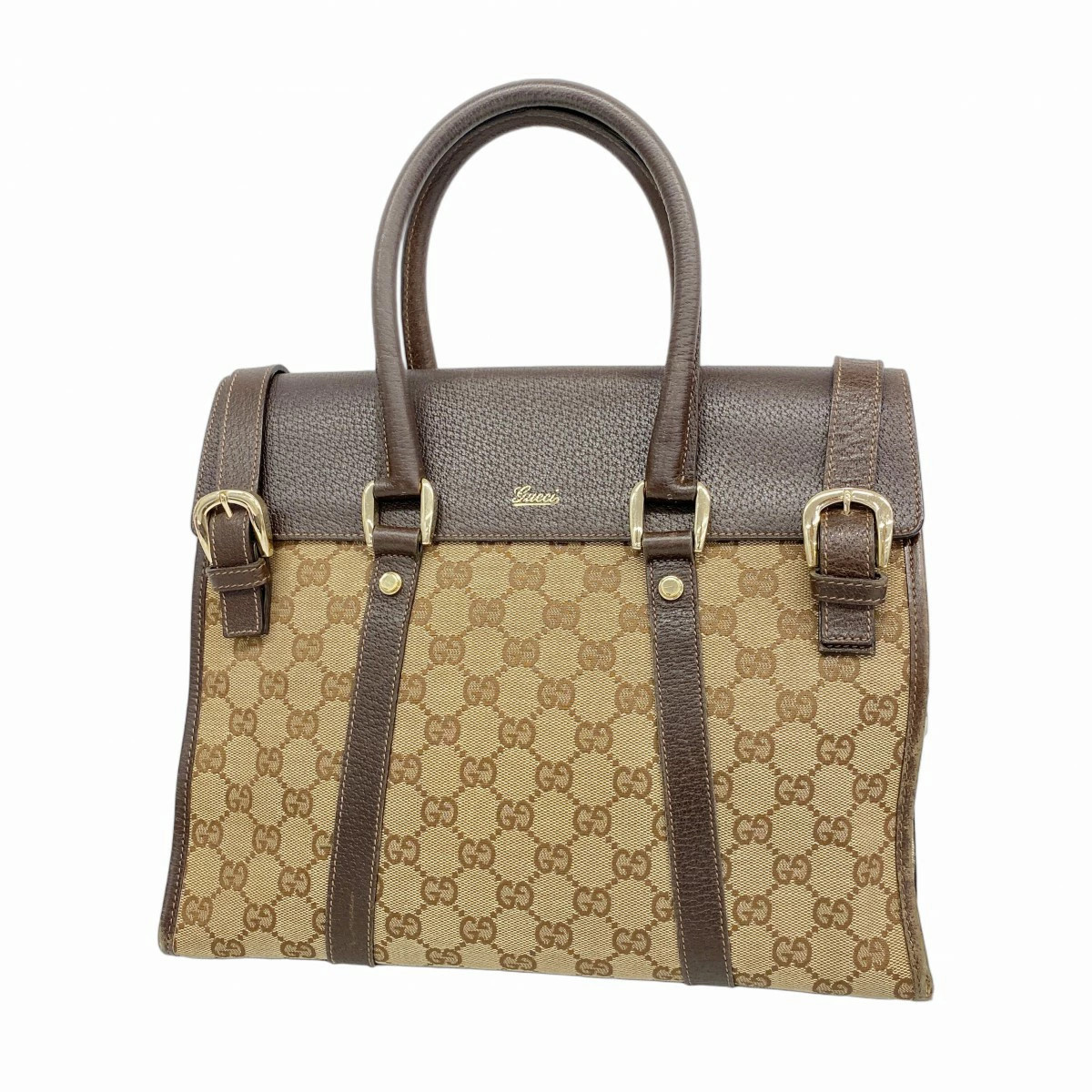 Gucci GG Canvas Abby Handbag Brown Gold Hardware