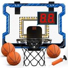 Over Door Basketball Hoop With 3 Soft Balls LED Light Scoreboard Indoor For Kids