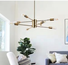 YANSUN 8-Light Chrome Modern Sputnik Chandelier Pendant Light Fixture for Dining