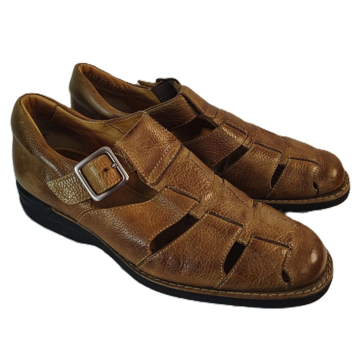 Johnston & Murphy Fisherman Brown Leather Sandals Mens 10.5‎ M Johnston & Murphy Brown Sandals for Men for sale | eBay main image 3