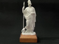 Athena Giustiniani Roman Statue Replica 10.5 inches tall with wooden pedestal.