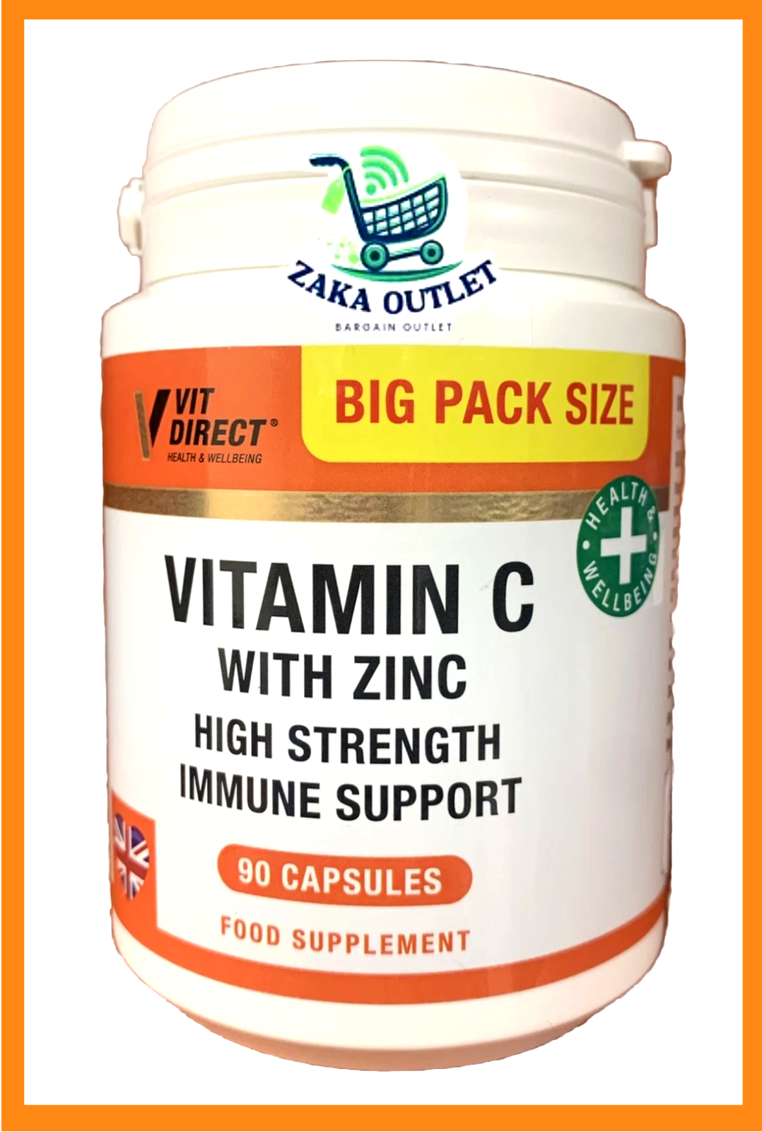 Vit Direct Vitamin C With Zinc High Strength Immune Support 90 Capsules