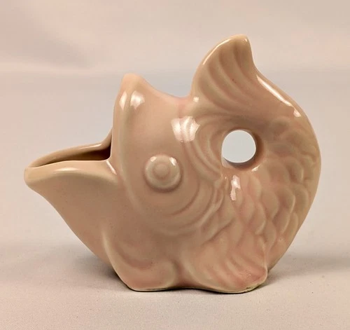 Vintage Shawnee Pottery Pink Fish Planter