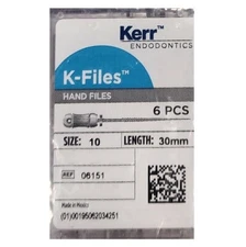 *6-Pieces* Kerr Endodontics K-Files Hand Files Size-10 Length-30mm 06151