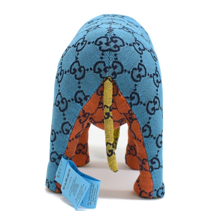 GUCCI 670236 Decorative elephant plush toy in GG canvas