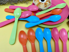 16 Pcs Kids Plastic Spoons, Reusable Toddler Utensils Kids Silverware Set wit...