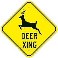 Deer Xing Sign 12"x12" Aluminum Crossing Warning – Rustproof & Fade-Resistant