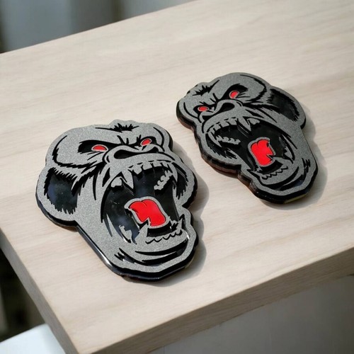 Red Eye Angry Gorilla Car Truck Emblem Badge Matte Black on Black Custom Pack 2 - Picture 4 of 4