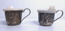 Vintage Set of 2 Baby Sippy Cups  Lid Duck Leonard Davco Silver Plate Hong Kong