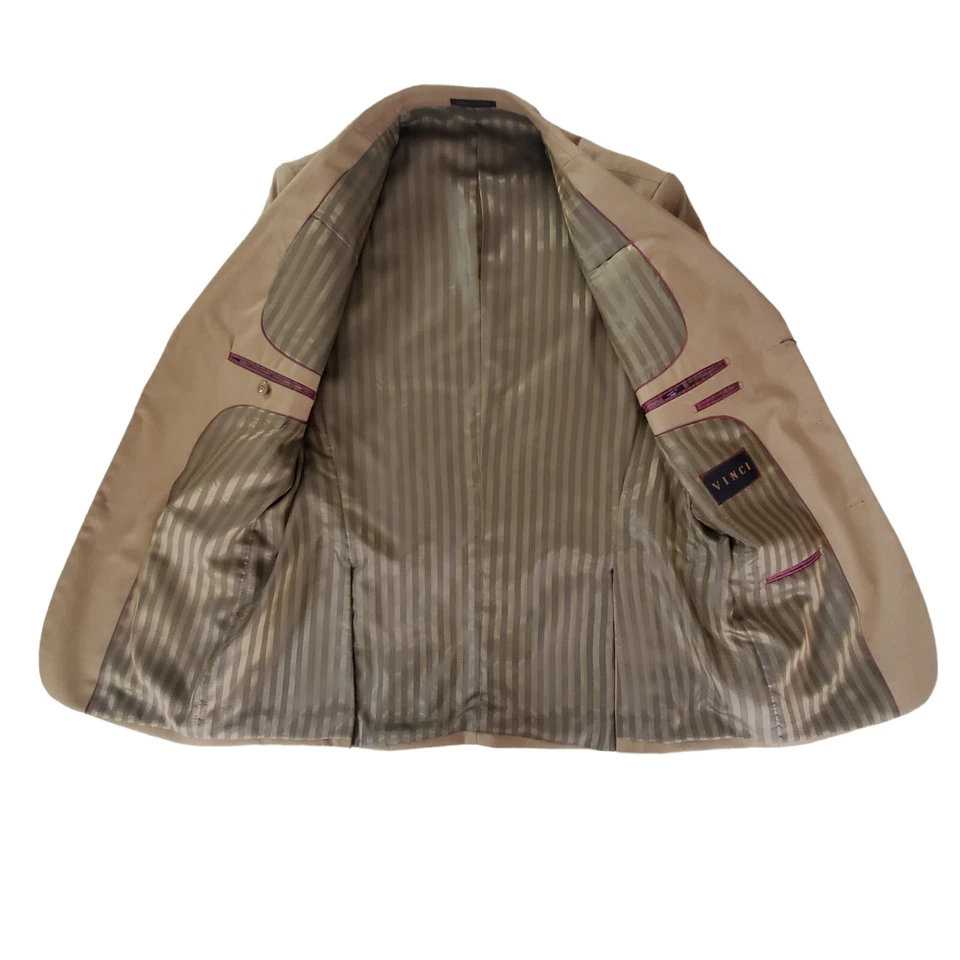 Traje Chaqueta Vinci Couture Super 150's Caqui Británico Hecho en Italia Para Hombre 42L $360 Foto 2 de 4