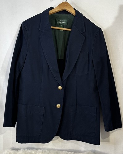 Vintage Lauren Ralph Lauren Classic Blazer Blue 2-Button Down Hong Kong SZ-8P - Picture 12 of 12