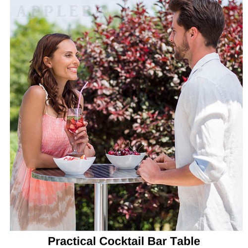 Foldable Round Bar Table Kitchen Cafe Furniture Adjustable Height Round Silver - Picture 8 of 12