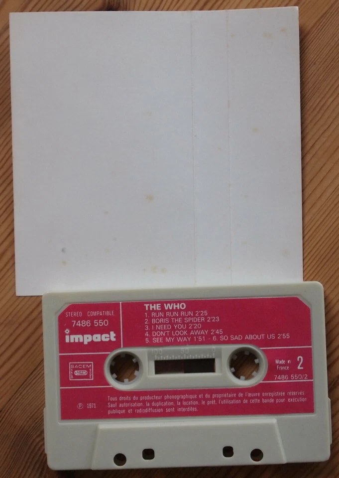 THE WHO - THE WHO (IMPACT 7486550) 1971 FRANCE CASSETTE TAPE COMPILATION  - Image 3 of 3